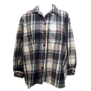 Eddie Bauer Plaid Flannel Button Up Shirt Thick 100% Cotton Size Medium Petite